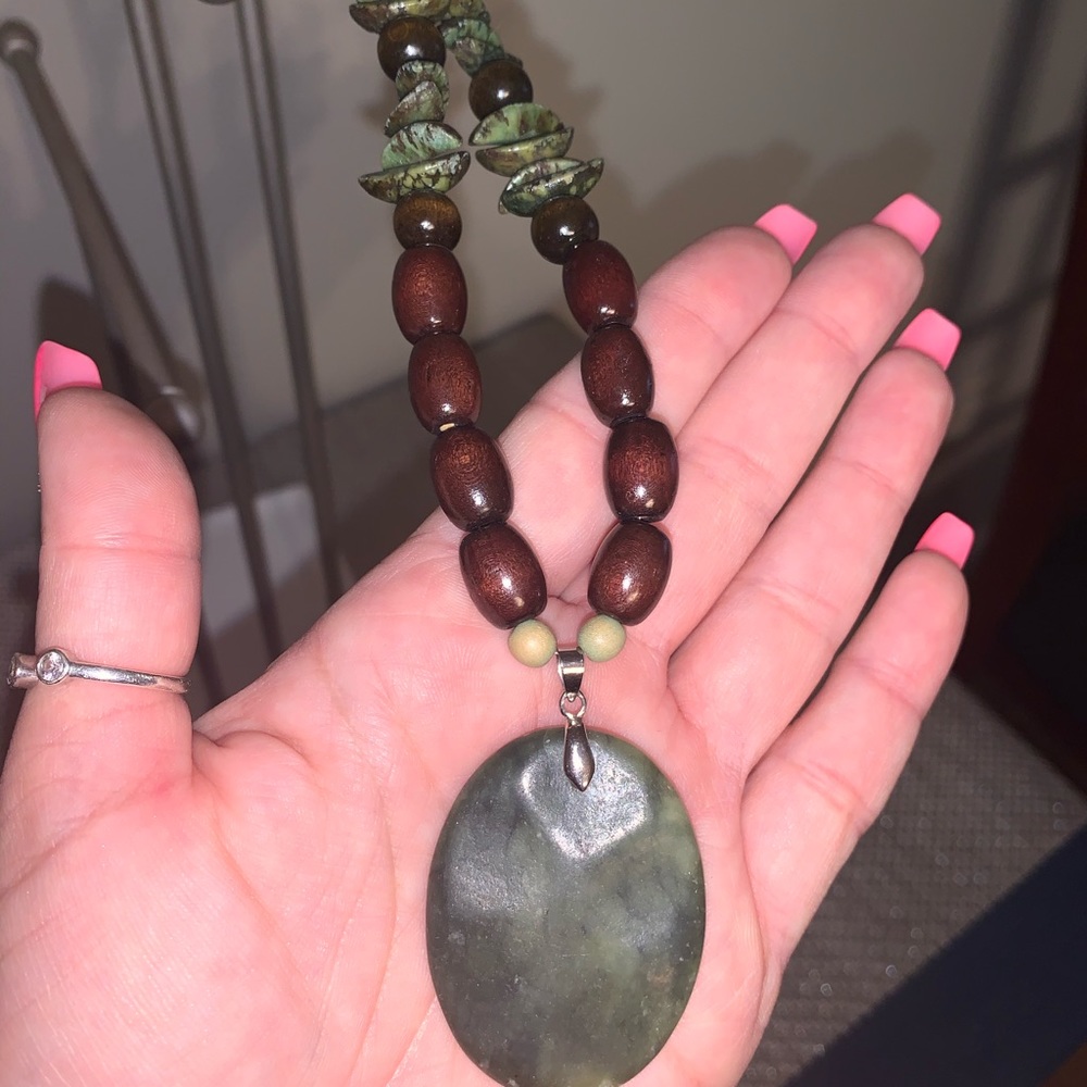 Boho bead and stone necklace